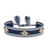 Trendy Woven Bracelet with Lucky Blue Eyes