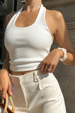 Exposed Umbilicus Halter-neck Short Vest