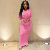 European American Style Solid Color Slim Fit Dress