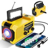 Upgrade Solar Hand Crank Radio with 10000mAh Battery AM/FM/NOAA Emergency Weather Radio with Reading Lamp Flashlight Torch Light SOS Alarm Compass Thermometer & Headphone Jack for Home Outdoor